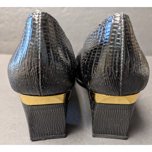 J. Renee Beam Patent Leather Pumps WOMENS 8M Reptile Textured 1.75" Square Toe - Picture 5 of 11